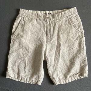 Old Navy 100% Linen Ultimate Slim Chino Shorts Men's 34 Beige 9" Inseam Pockets